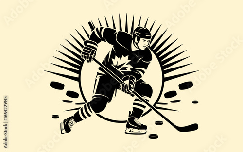 Hockey vector design, vector illustration, Hockey design, silhouette style.
