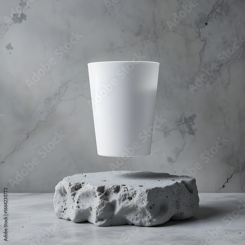 Minimal White Tumbler Mockup on Stone Surface