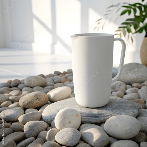 Minimal White Tumbler Mockup on Stone Surface