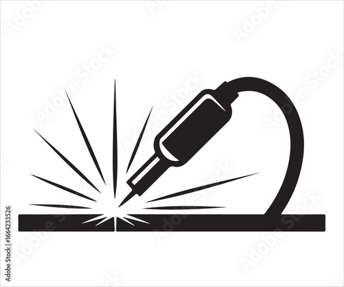 Welding Machine Icon with Sparks and Torch for Industry