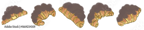 Chocolate Croissant PNG Illustration for Bakery and Cafe Design