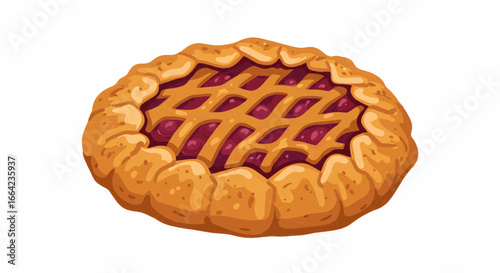 Deliciously baked rustic berry pie with golden flaky crust and lattice top