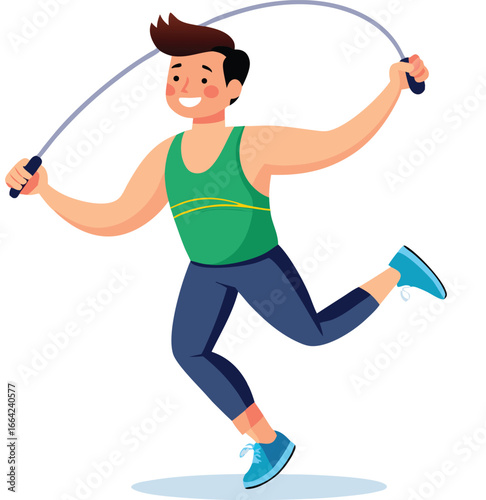 Man jumping rope isolated on white background, cardio and fitness training
