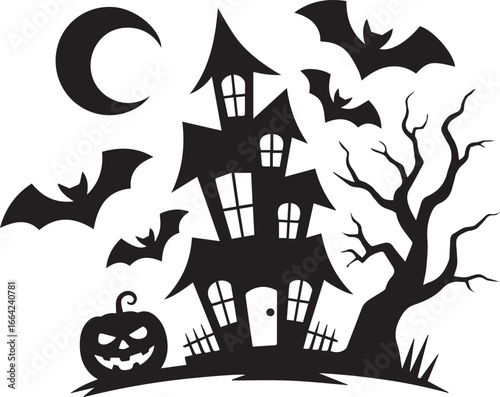 Haunted House Halloween Silhouette