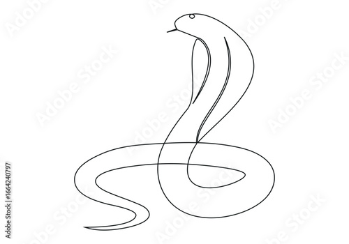 Snake one line continuous. Hand drawn vector art, Single line snake concept. Line art, outline, banner in minimalism style, Vector illustration