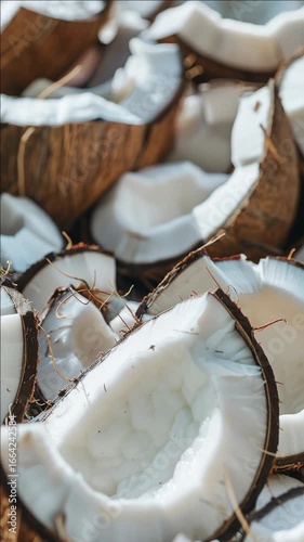 Close up of a coconut with its shell, ready to be cracked open for fresh coconut water or meat.