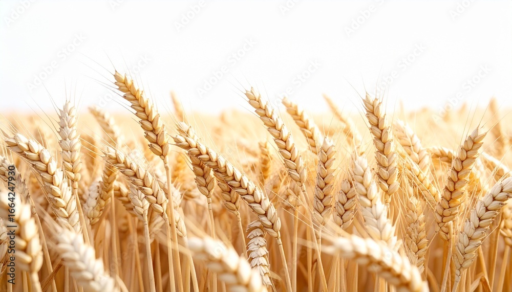 Fototapeta premium Golden wheat field under white sky.