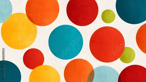 Vibrant retro 70s wallpaper pattern with bold multicolored polka dots