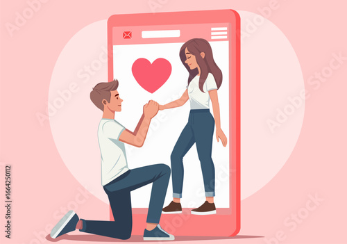 Flat illustration of online dating