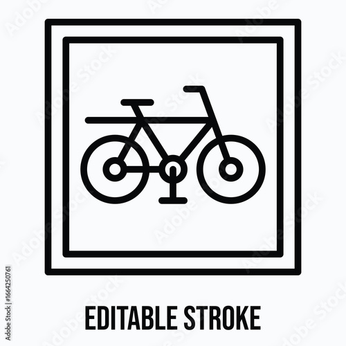 Bicycle Parking Vector Icon, Isolated Vector Lineal Style Icon, Editable Stroke.