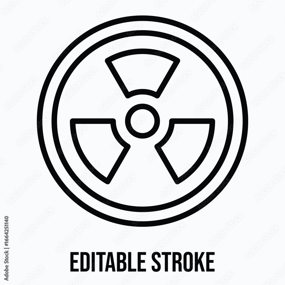 Fototapeta premium Radiation Sign Vector Icon, Isolated Vector Lineal Style Icon, Editable Stroke.