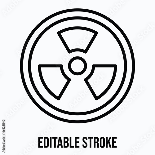 Radiation Sign Vector Icon, Isolated Vector Lineal Style Icon, Editable Stroke.