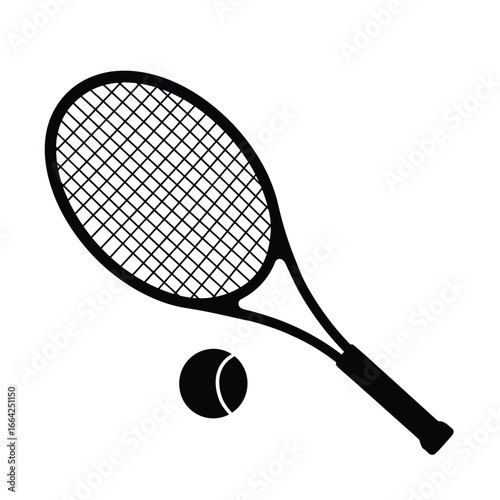 Black tennis racket and ball sport equipment