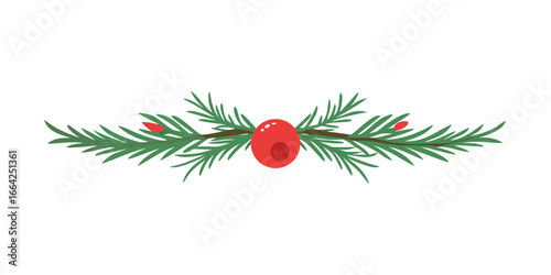 Evergreen Christmas divider with red bauble