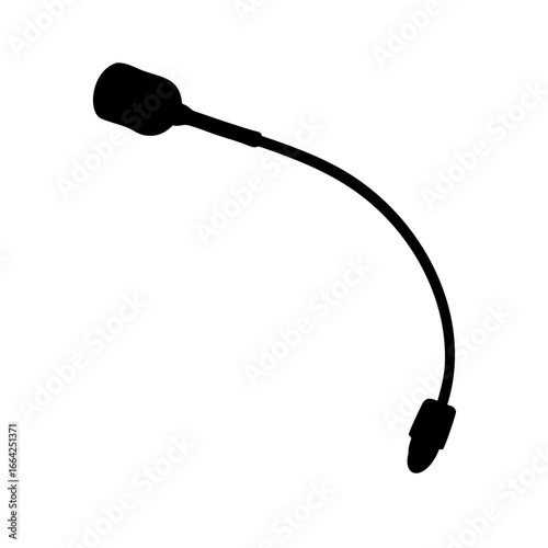 Silhouette of a microphone with a curved stem, perfect for podcasts and recordings