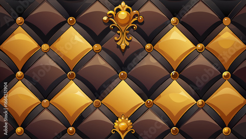 Vector art of luxurious quilted pattern with golden accents, adding a touch of elegance and sophistication to any design, perfect for backgrounds and textures