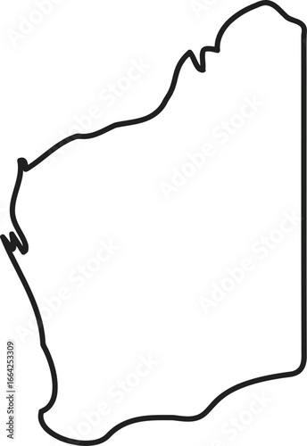 Outline map of western australia showing the distinctive shape of the australian state