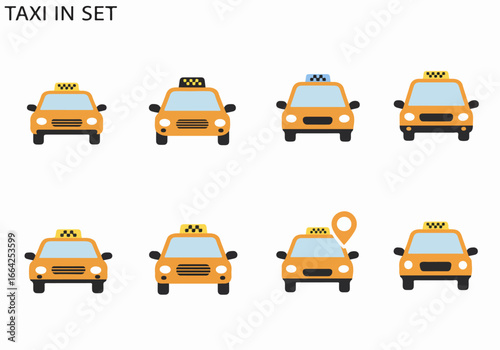 Taxi icons set with transparent background