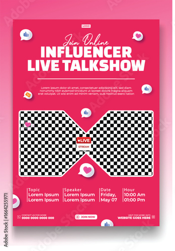 Online Influencer Live Talkshow Promotion with Speakers and Schedule Details