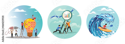 Business growth concept. Chart or diagram. Run away from trapped, hopeless.