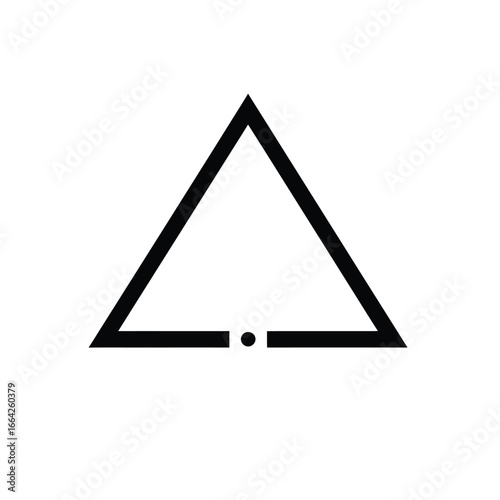 Black triangle with horizontal line and dot white geometric