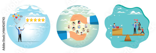 5 Stars review concept. Consumer care or benefit.  Best quality or satisfaction.