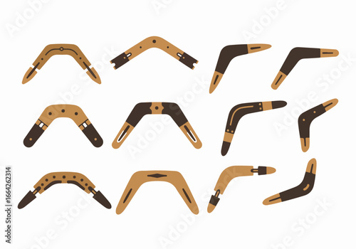 Boomerangs collection in brown and black colors