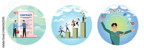 Employment contract agreement concept.  Growing business success. Marketing manager.