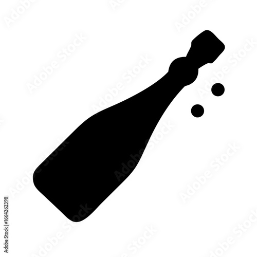 Silhouette of a champagne bottle with bubbles, representing celebration and fine dining