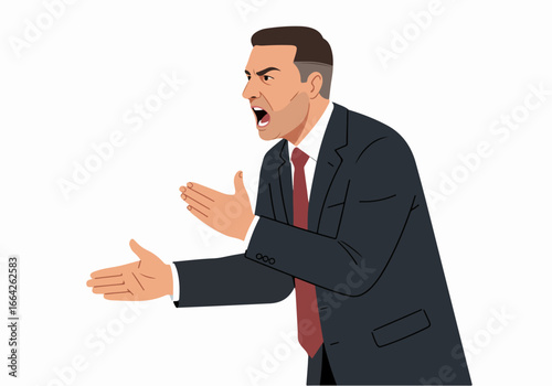 Angry businessman shouting with transparent background