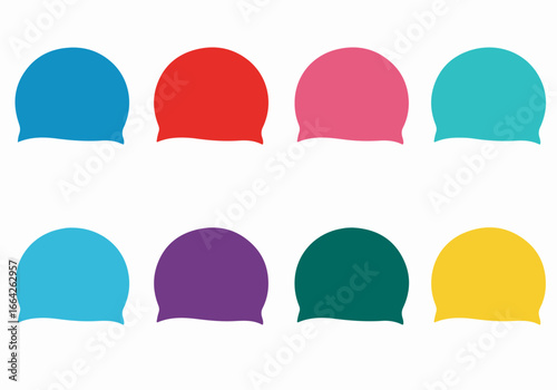 Colorful swim caps collection with transparent background