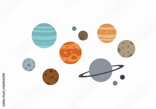 Planets in space with transparent background