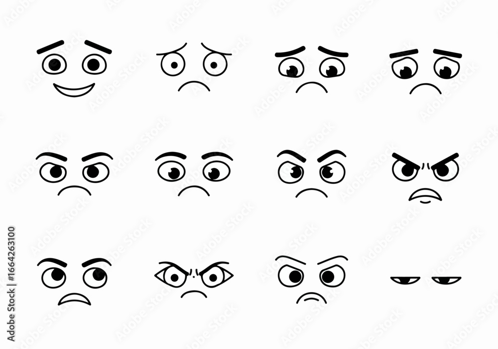 Obraz premium Facial expressions set with transparent background