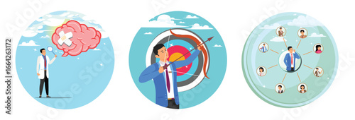 Mental well being concept. Goal or business objective. Rating or survey.