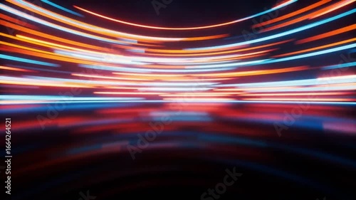 Curved display neon lights glowing futuristic abstract seamless loop background digital design