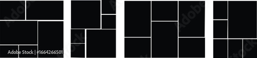 6 photo collage mockup frame .Image collage layout template set. Photo album or memory wall idea for bbanner, poster, mockup, flyer, brochure. Vector illustrauion