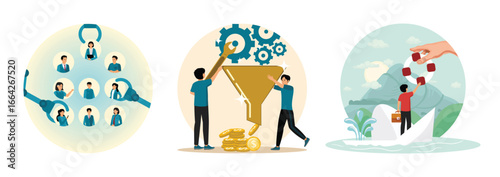 Marketing focus group concept. Optimization to improve result. Rescue business from crisis.
