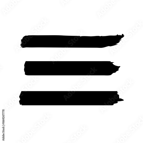 Three Black Grunge Brush Strokes Abstract Design Element