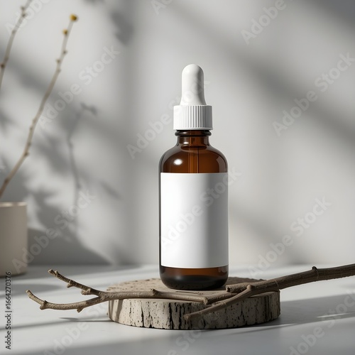 Dropper Bottle Mockup with Plain White Label