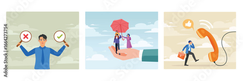 Business decision right or wrong. Family protection. Telephone call expert generate lead or sales.