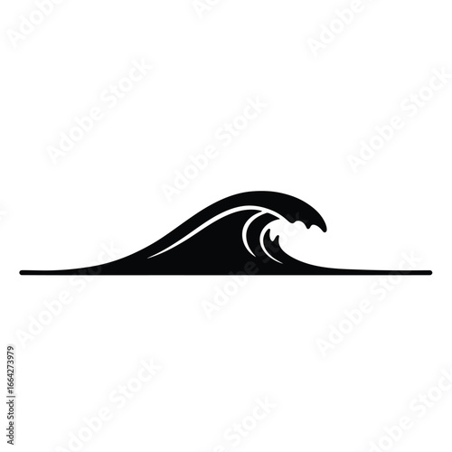 Black wave cresting on white water ocean