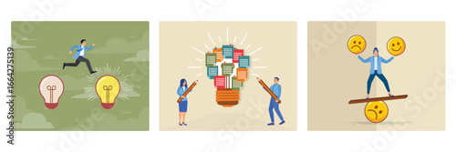 Business transformation concept. Ideation. Balance motion control feeling between work stress.