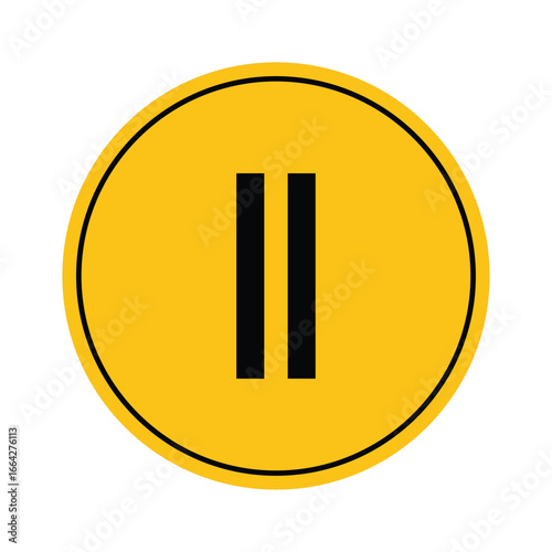 Minimalist Yellow Pause Button Symbol for User Interface Design