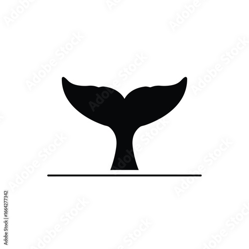 Black whale tail fin fluke