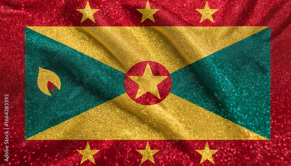 Fototapeta premium キラキラしているグレナダの国旗(glitter Grenada flag) 