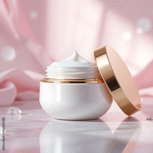 Cream Jar Mockup with Golden Lid