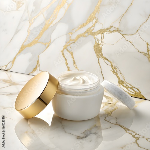 Cream Jar Mockup with Golden Lid