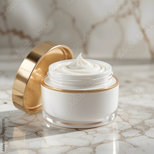 Cream Jar Mockup with Golden Lid