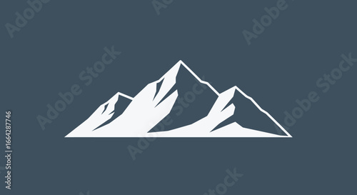 Logo Template Vector with Mountain Peak Illustration Minimalist Design in White and Gray Suitable for Outdoor or Adventure Brand