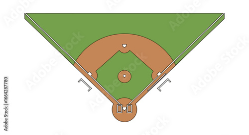Illustration Vector of a Baseball Field with Brown and Green Diamond Geometric Modern Design